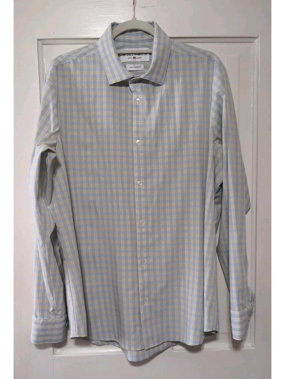 Mizzen + Main Leeward Button Shirt Standard Long Sleeve Plaid Mens L Work (1354)